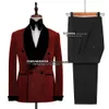 Glitter rode pailletten heren pakken bruidegom bruiloft smoking tuxedo dubbele borsten blazer formele zakelijke prom jurk 2 stuks 2 stuks Traje de hombre 240426