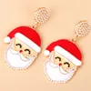 Boucles d'oreilles en peluche créatives de Noël de Noël Snowman Santa Claus Cartoon Face Simple Pendant Drop Drop Winter Jewelry