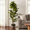 Kwiaty dekoracyjne sztuczne skrzypce liść fig fig drzewa-72 sztuczna roślina w garnku z naturalnym odczuwaniem liści-realistycznym w pomieszczenia
