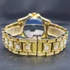 Armbandsur Missfox 18K Gold Men Luxury Designer Diamond Date Day Just Ice Out Quartz Es Dropshipping D240430