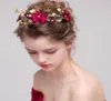 Hochzeit Braut Burgund rot Blume Stirnband Haarband Gold Strasskrone Tiara Kristall Haarzubehör Juwely Prinzessin Kopfhaut 2059175