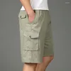 Shorts pour hommes décontractés Coton Pure Coton Travail plusieurs poches Lâche et respirante Pantalon de plage Capris Trendy
