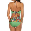 Swimwwear pour femmes Paix Deep V-cold Halter Halter One-Piece Maigneux Mes d'assurance-descendants Monokini Beach Bathing Trots Love 60s