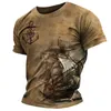 Vintage Herren Kurzarm Shirt Kompass Druck T -Shirt Nautical Tops Sommer Oneck Sweatshirt Tees Designer Daily Clothing 240423