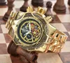 Bekijk horloges AAA 2024 Invi Large Dial Mens Quartz Watch Pointer Circular Gold Spiral Crown Watch