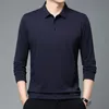 Spring Men Dun Solid Waffle Patchwork Long Sleeve Polo Shirts T-Shirt Rapel Button Koreaanse mode losse informele veelzijdige top 240418