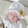 Cappelli cappelli estivi pizzo ruperone cappello da sole neonato bambino morbido cotone cappello di cotone dolce principessa fiore di ragazze allacciatura