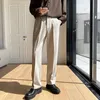 Gedrapeerde rechte mannen broek modebedrijf Koreaans losse informele witte zwart grijs brede poten broek mannelijke blazer pak broek 240425