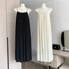 Casual Dresses L-4XL för kvinnor Solid Pleated All-Match Fairycore Elegant Tender Korean Fashion Streetwear Chic Ins Summer Vestidos Y2K