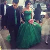 Hunter Green Tiuls Sukienki na bal maturę kochanie koronkowe aplikacje wieczorowe suknie imprezowe sukienka formalna vestido de casamento noiva2981256