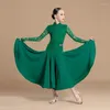 Bühne Wear Girls Ballroom Tanzkleidung Langarm Kleid für Standard Walzer Moderne Tanzwettbewerb Anzug Training Kostüm VDL290