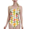 Swimwear Women's Retro 60s Midcenury moderne moderne Sexy One épaule pièce de maillot de bain Mesh patchwork monokini 50s