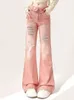 Frauen Jeans Adagirl Y2K Pink Star Frauen riss Low Taille Boot Cut Female koreanische Mode Amerikanerin Retro Jeanshose Slouchy Hosen Alt Alt