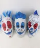 Rolig clown halloween mask halloween punk clown röda ögon latex mask blå wig cirkus dans party makeup party cosplay props19956533