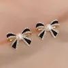 Bengelen kroonluchter nieuwe strass boog stud oorbellen voor vrouwen mode temperament eenvoudige parel oorbellen trend sparkle sieraden bruiloft cadeau