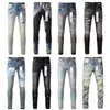 Designer Jeans Purple For Mens Skinny Motorcykel Trendy Ripped Patchwork Hole året runt Slim Ben Grossistmärke IHXB