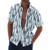 Männer lässige Hemden männlich zart gut aussehend für Männer niedriger Preis Turnenkragen Kurzärmel bedruckte Bluse geschnitten Camisa Maskulina