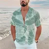 Men's Casual Shirts 2024 Summer Leaf Print Short Sleeve Shirt Beach Leisure Walking High Quality Comfortable Soft Fabric Designer Top