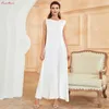 Roupas étnicas Ramadã branco vestidos internos para mulheres Islâmicas Dubai Abaya Turquia Turquia Muslim Robe Femme