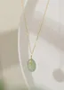 Wholale S925 Gold Plated Sterling Sier Round Jade Pendant Choker Necklace25802522093