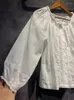 Blouses feminina feminina Mulheres Camisa de algodão branco Costura de renda Hollo