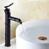 Robinets de lavabo de salle de bain robinets de bassin bronze noir robinet bambou bambou haut arc lavabo de salle de bain paves de levier simple et mélangeur d'eau froide Taps