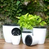 Planters Pots Lazy Flower Pot Plastic Self Watering Flowerpot Home Garden Hydroponic Plants Planter Imitation Porcelain Office Desktop Decor