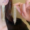 Chandelier en peluche de lustre brillant Long Tassel Crystal Rucassement d'oreilles pour femmes boucles d'oreilles de fête de mariage