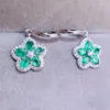 Hoop oorbellen Natural Real Green Emerald Luxring Luxe bloemstijl 0.25CT 10PCS Gemstone 925 Sterling Silver Fine Jewelry L24589