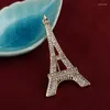 Broschen Hesiod Goldfarbe Eiffelturm Brosche Stifte Vintage Kristall Elegant Corsage Bouquet Schmuck Schmuck