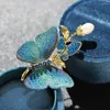 Spille Evacandis Evacandis Donnesse da ricamo da donna Tessuto farfalla Picla viola e blu Pin di insetti Bago di perle d'acqua dolce Naturale Corsage