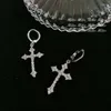 Серьги обручи мода серебряный хрустальный крест для женщин готический панк -хип -хоп пирсинг свисые ювелирные изделия EH025