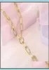 Chains Necklaces Pendants Jewelry Gold Sier Color Paper Clip Thick Chain Necklace Female Sweater Aessories Shiny Rhinestone Stit5041312