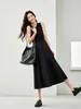 Casual Dresses Vimly Elegant Patchwork Black Long Women 2024 Spring O-neck Sundresses A-line Knitted Tank Dress Womans Clothing M5685