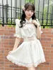 Blouses feminina de estilo japonês Rojita Lolita Camisa curta Minina de manga curta Mina de renda produzida em massa costura de bobina bowknot tops para mulheres