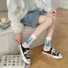 Chaussettes de femmes confortables Carton de dessin animé JK Stripe Fashion Tube Middle Tube Hosiery Korean Style Glass Silk