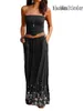 Frauen Mode Sommer S-2xl ärmellose gedruckte Festkleid Kleid Schlanker Freizeitfalten Tube Rock Dame übergroße Party 240426