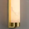 Vägglampa nordiska lyxiga cylindriska koppar marmor ledande ljuskrona koppar vardagsrum sovrum studie elbelysning fixturer