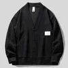 Men's Sweaters Knit Sweater Male Business Cardigan V Neck Black Large Big Size Clothing Y2k Vintage Heated Korean Style Cotton Wool