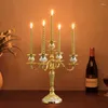 Bougeoirs Table à manger européenne Verre transparent de luxe 4 bras argent vintage métal candele décor