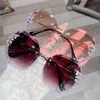 Lunettes de soleil 2021 Design de marque de mode Vintage Rimless Rimums de soleil Louilles de soleil Femmes Men Retro Cutting Lens Gradient Sun Glasses Femme UV400