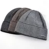 Beretti Cappelli invernali a maglia per uomini Beanie Solido Terrette a strisce a strisce Mem Cappello di lana di lana Gorro Cash Cash Cash Warm Caps Bone