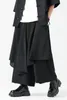 Мужские брюки Мужские асимметричные сплайс японская уличная одежда темно -черная мода свободна для обычной юбки для ног женщин плюс брюки размера