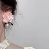 Boucles d'oreilles étalon tissu art fleur perle pour femmes vintage fleurs à la main