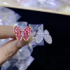 Anneaux de cluster vintage Brand Brand Butfly Diamond Ring Designer 18K Gold plaqué rouge Four Leaf Clover Charm Rague pour les femmes avec un cadeau Box Party Gift 2024502