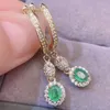 Brincos de argolas naturais de brejo de esmeralda verde natural estilo oval de luxo 0,5ct 2pcs gemstone 925 jóias finas de prata esterlina L24578