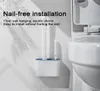 Vägg hängande tpr toalettborste med hållare set silikon borst för golvbadrum rengöring 2110234787153