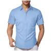 Herren lässige Hemden modische farbige Tee-Shirt für Männer Sommer Turnenkragen Kurzarm Bluse Top Knopf T-Shirt Kleidung