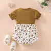 Summer style baby short sleeve Class a onesie Floral fake two triangle crawl suit