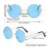 Gafas de sol Fashion Retro Retro Redonde Hippie Sol Sol para mujeres Men modernas Gafas de fiesta disco disco Círculo Metal UV Gafas de sol D240429